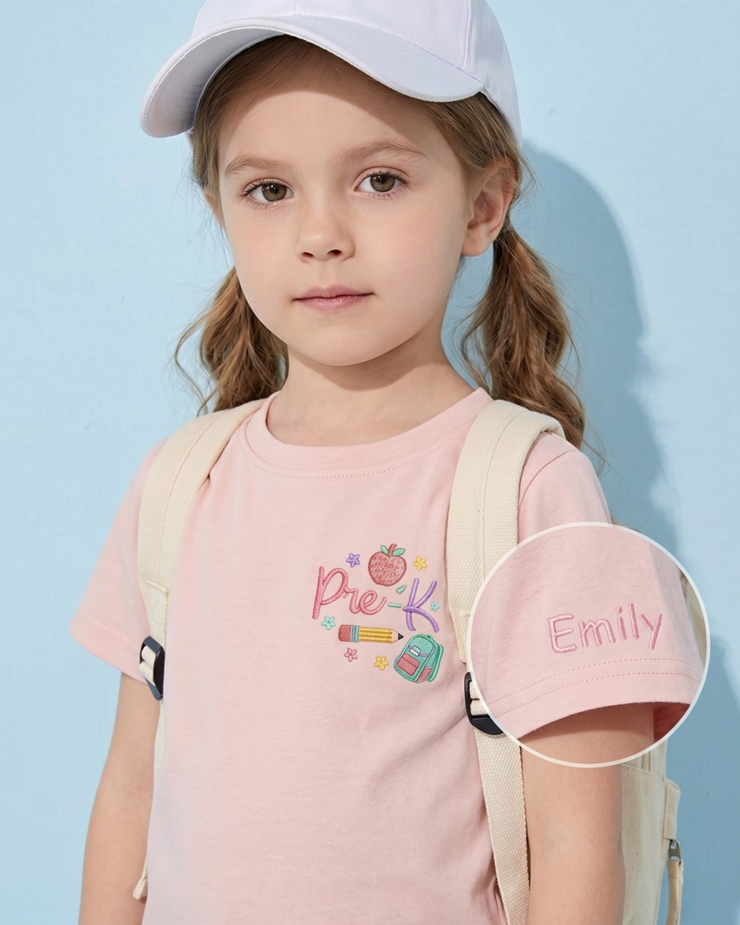 Custom Name Pre-K Embroidered Bamboo Crewneck T-Shirt