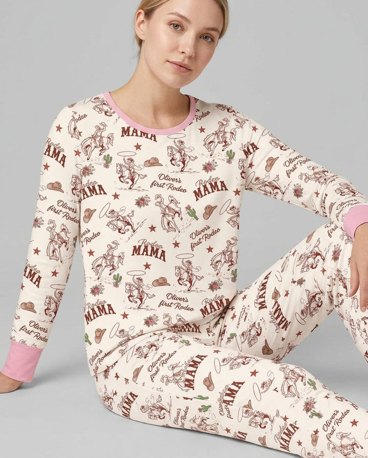Custom Name First Rodeo Family Matching Bamboo Women Pajama Set