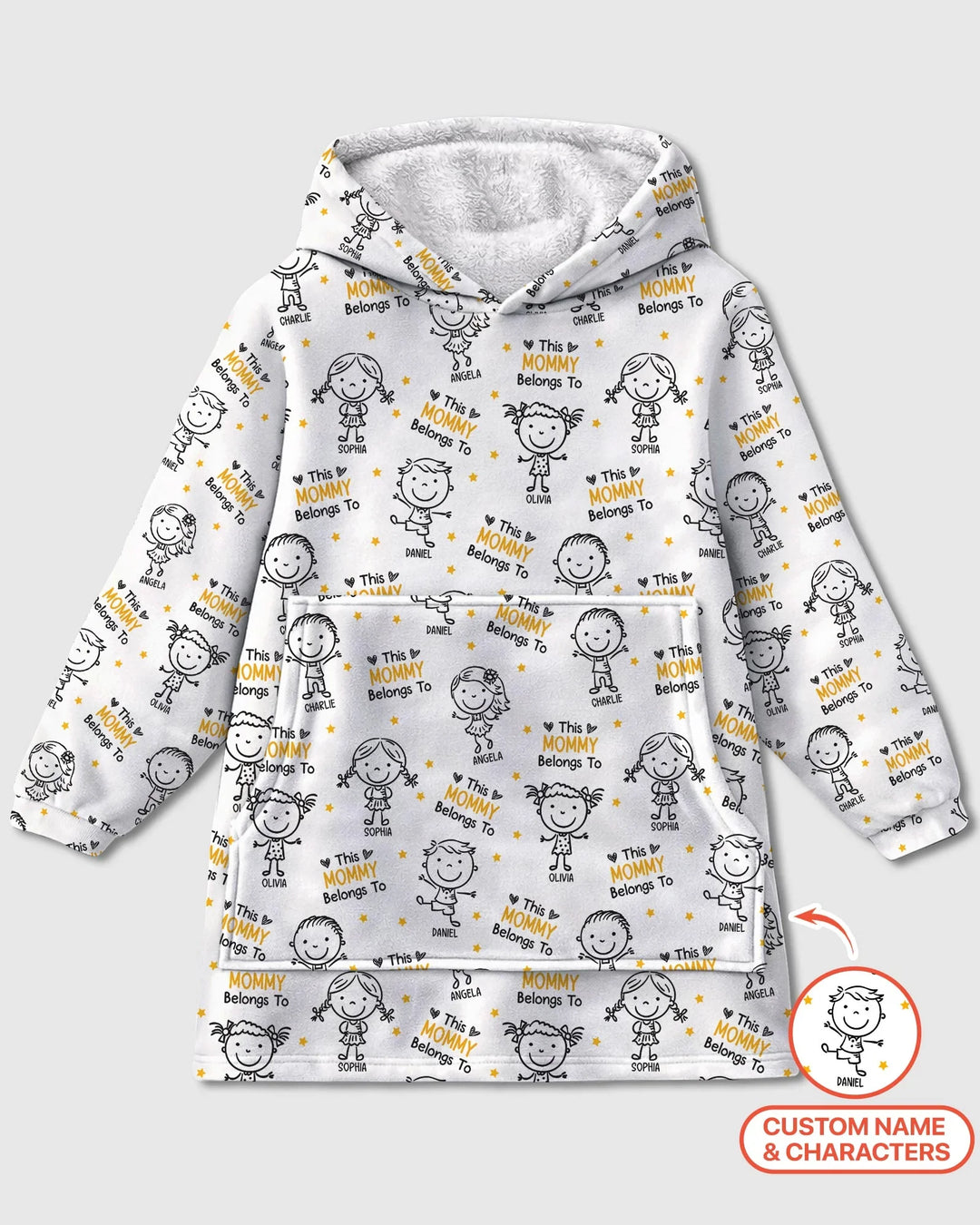 Custom Name "This Mommy Belongs To" Doodle Bamboo Blanket Hoodie