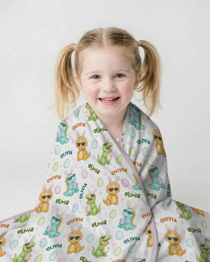 Custom Name Dinosaur on the Hunt Blanket