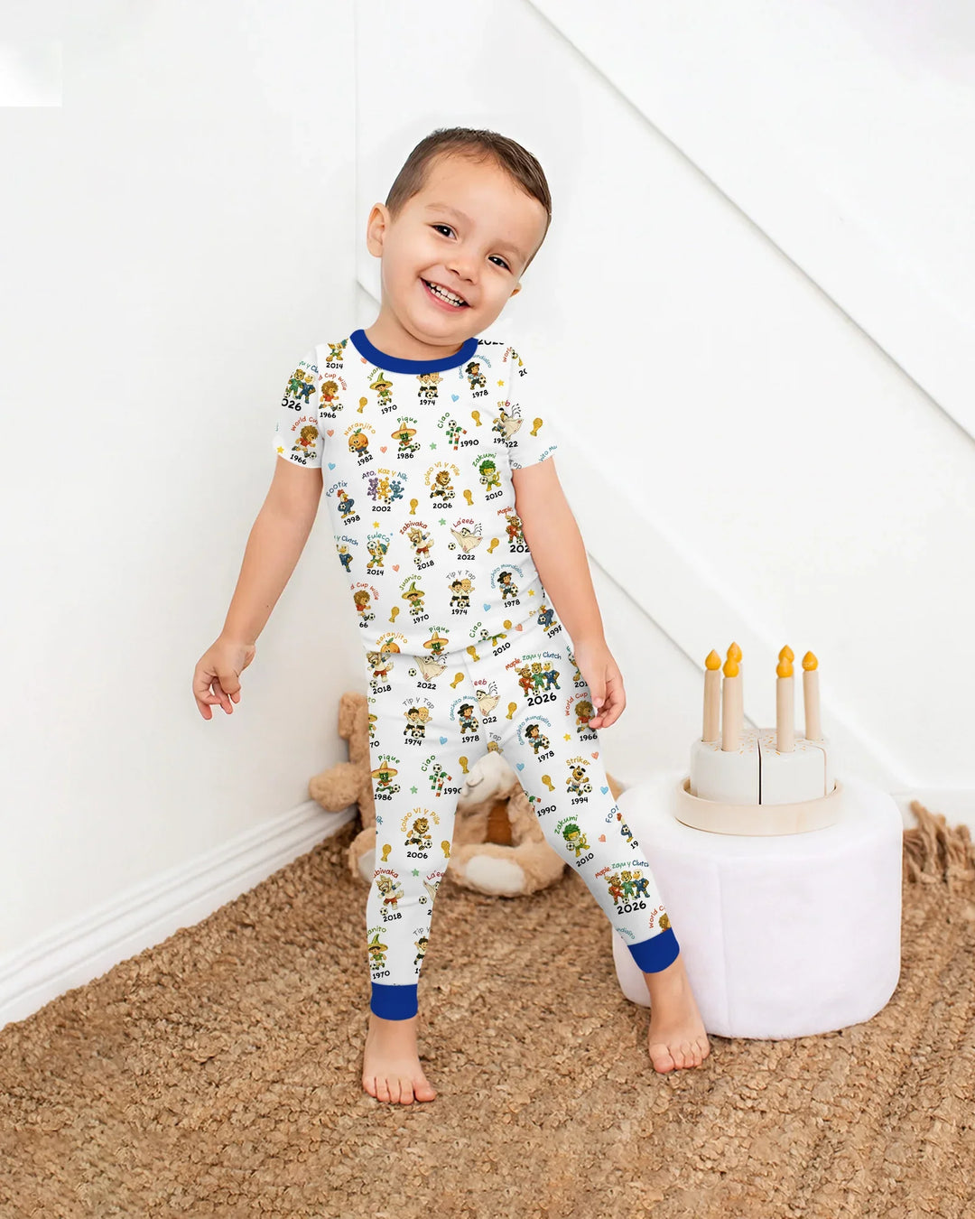 Soccer cup Mascots Bamboo Two Piece Short Sleeve Pajama Set