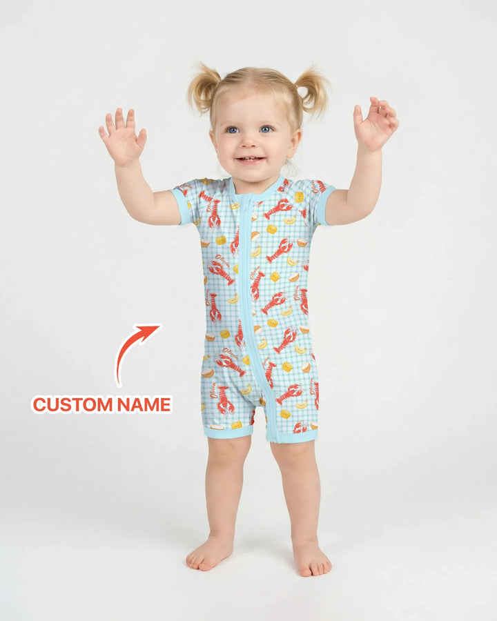 Nombre personalizado preppy temporada de cangrejos bambú corto con cremallera