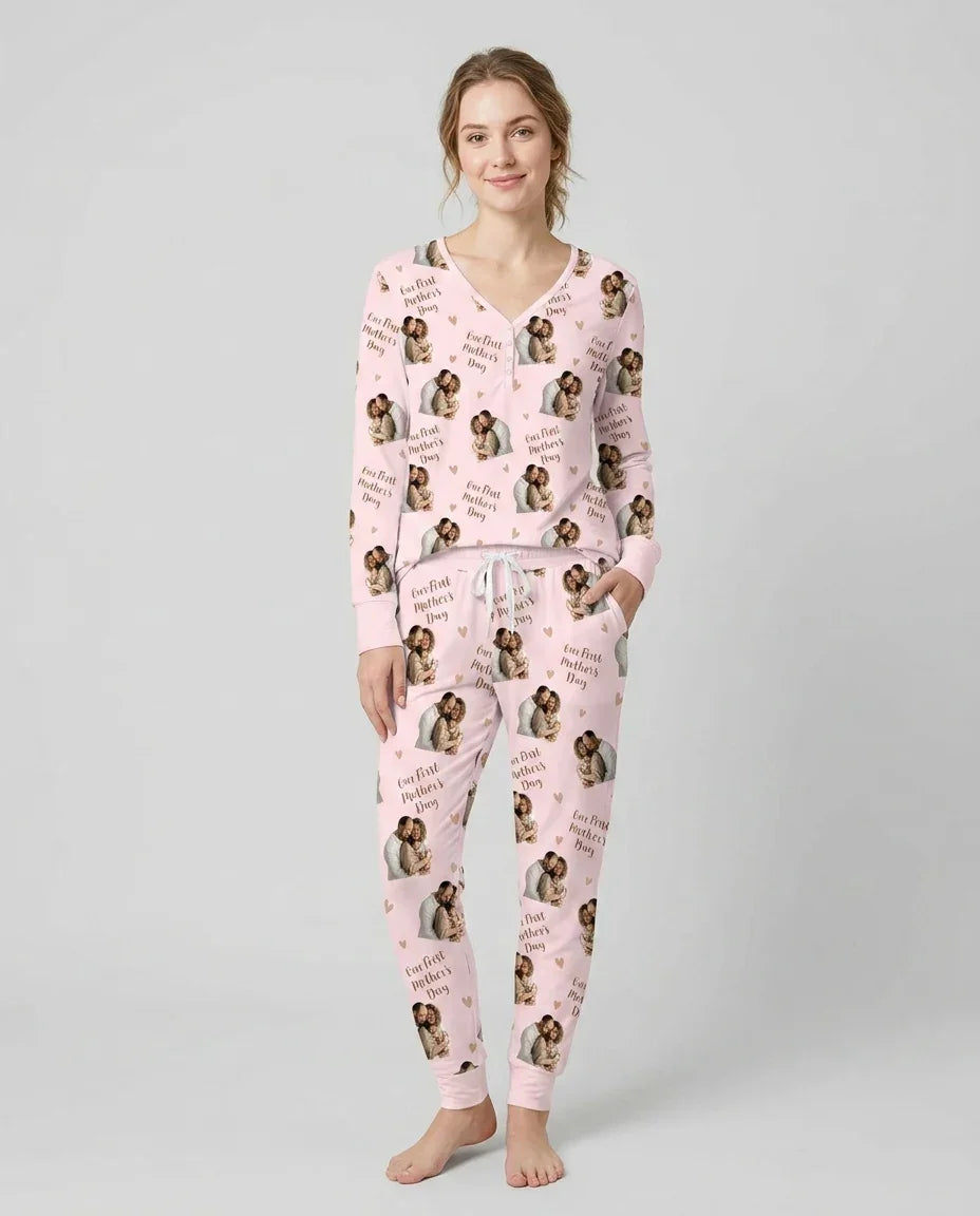 Custom Photo Our First as Parents Bamboo Women Pajama Set