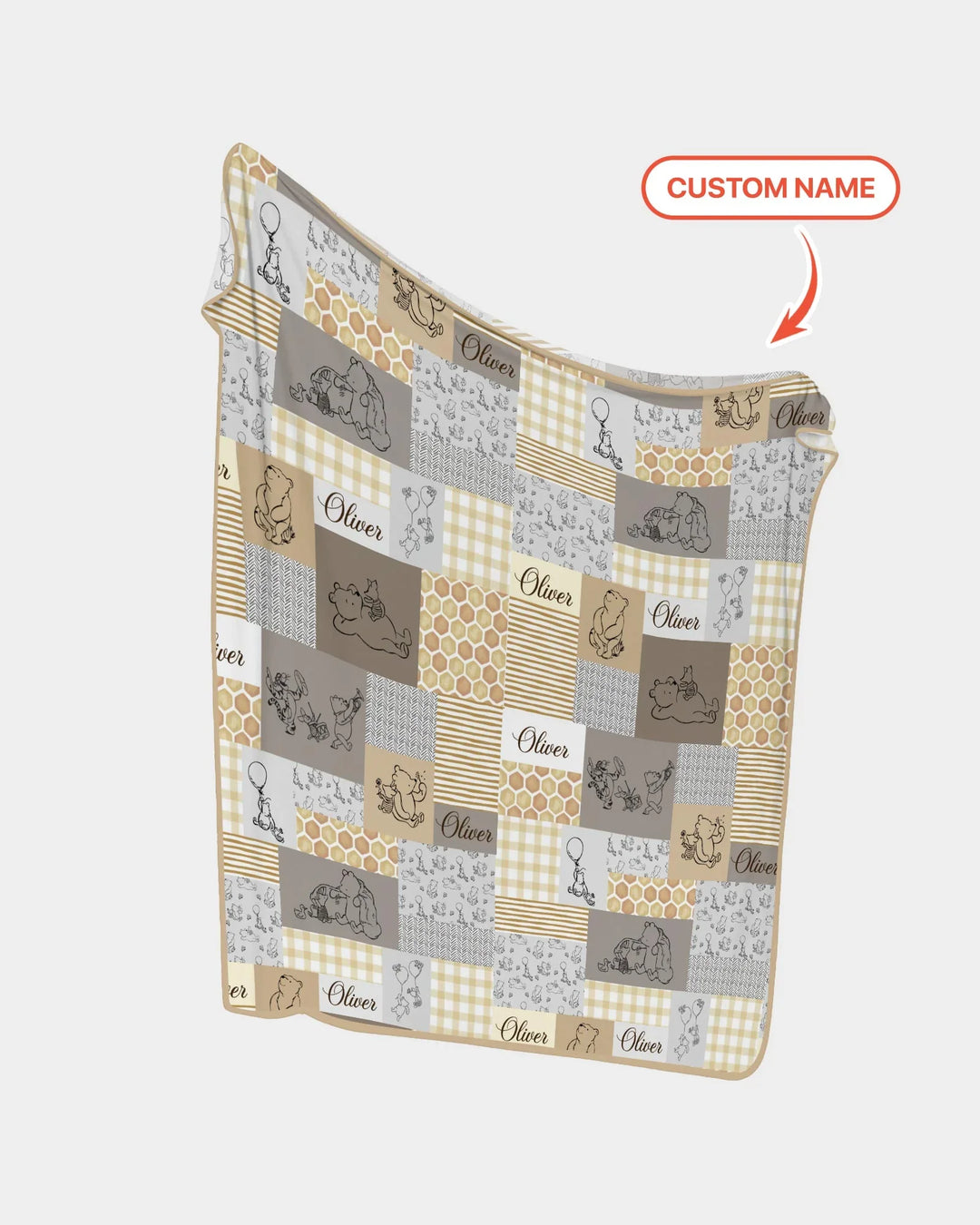 Personalized Classic Bear Patchwork Bamboo Blanket
