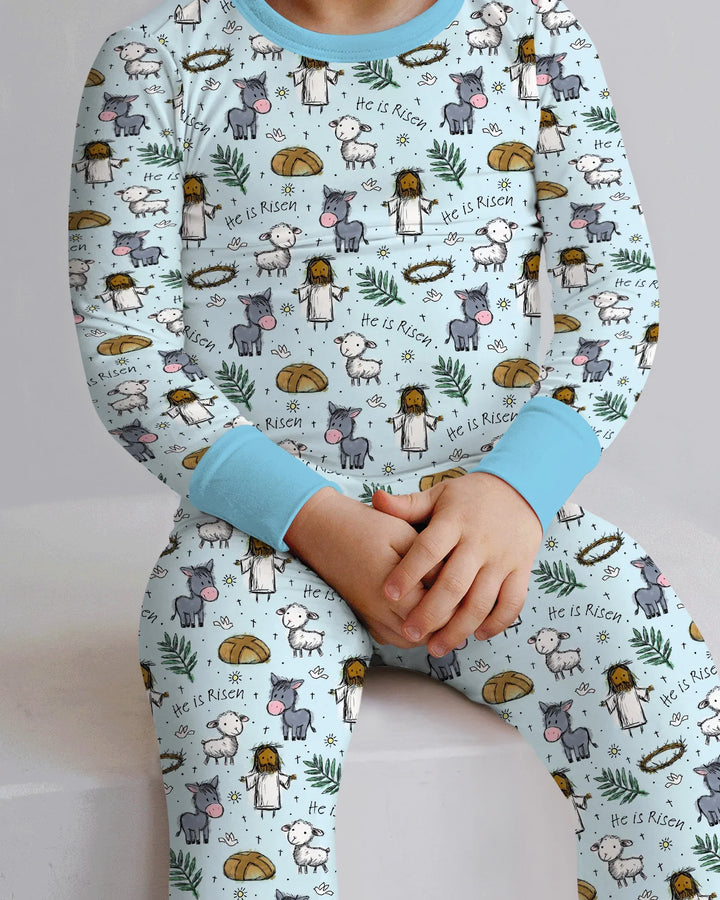 He Is Risen Easter Family Matching Two Piece Long Sleeve Pajama Set