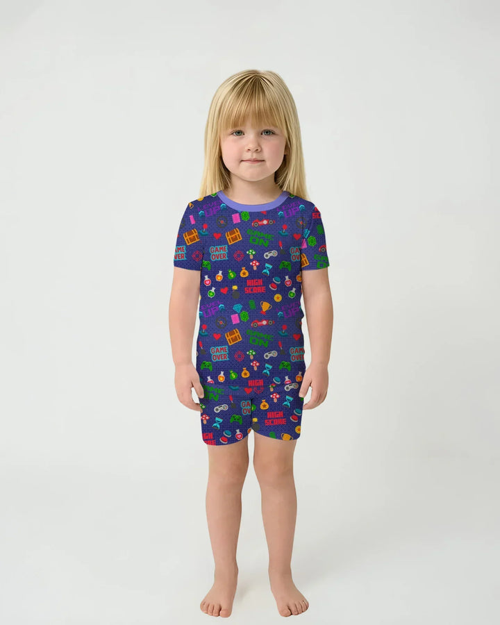 Gamer Mode On Family Matching Bamboo Two Piece Short Sleeve Shorts Pajama Set