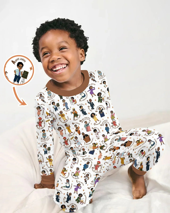 Black Legacy ABCs Family Matching Bamboo Two Piece Long Sleeve Pajama Set