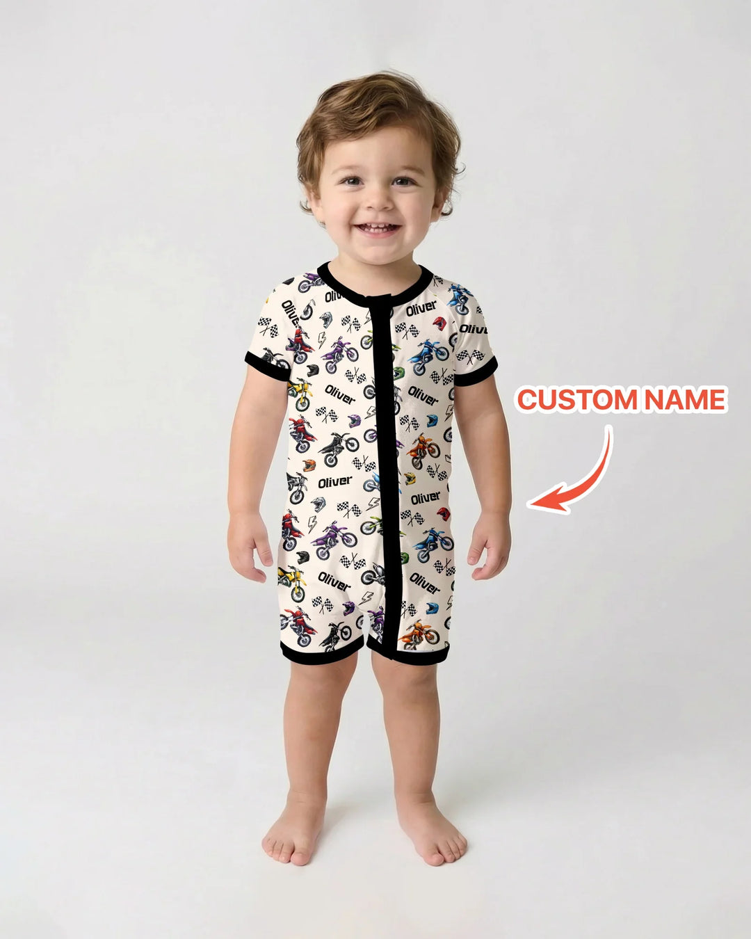 Custom Name Little Dirt Bike Rider Bamboo Shorty Zippy