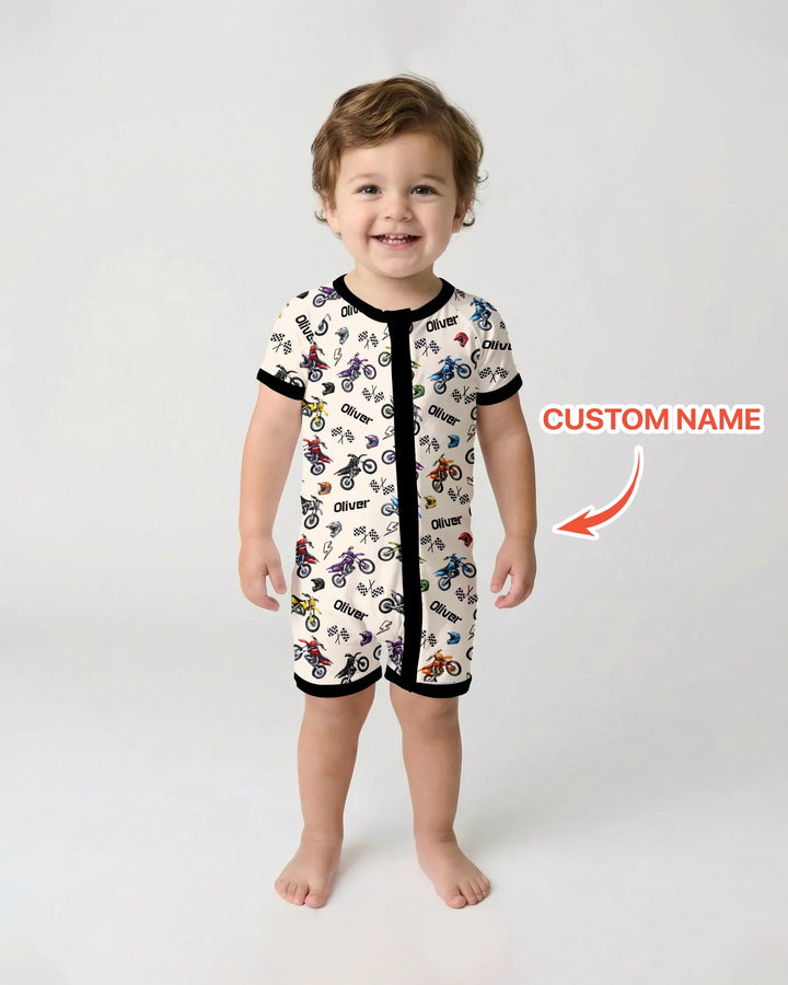 Custom Name Little Dirt Bike Rider Bamboo Shorty Zippy