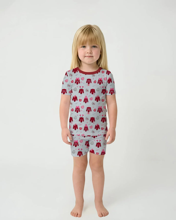 Dachshund Is My Valentine Two Piece Short Sleeve Shorts Pajama Set