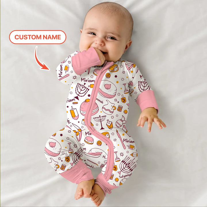 Happy Hanukkah Doodles Custom Name Family Matching Convertible Zippy