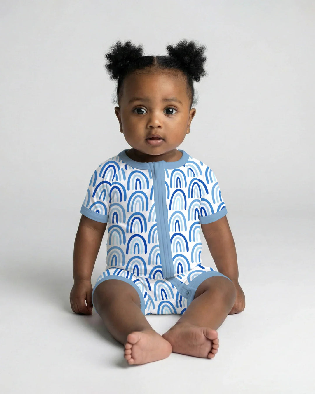 Sky Blue Rainbows Bamboo Shorty Zippy