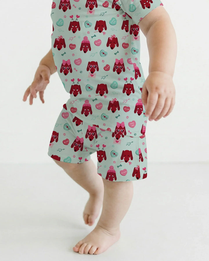 Dachshund Is My Valentine Two Piece Short Sleeve Shorts Pajama Set