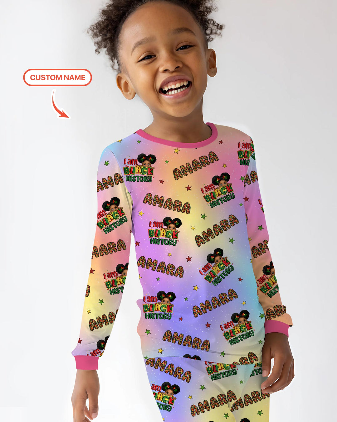 Custom Name I Am Black History Custom Two Piece Long Sleeve Pajama Set