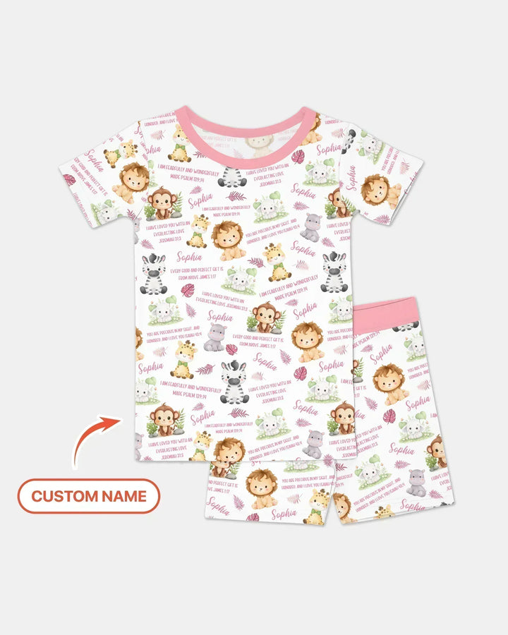 Zweiteiliges Pyjama-Set mit kurzen Ärmeln und Shorts im Sommer-Design