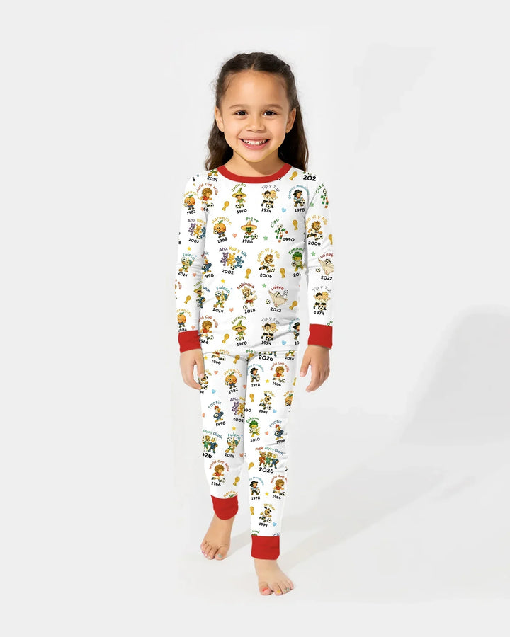 Soccer cup Mascots Bamboo Two Piece Long Sleeve Pajama Set
