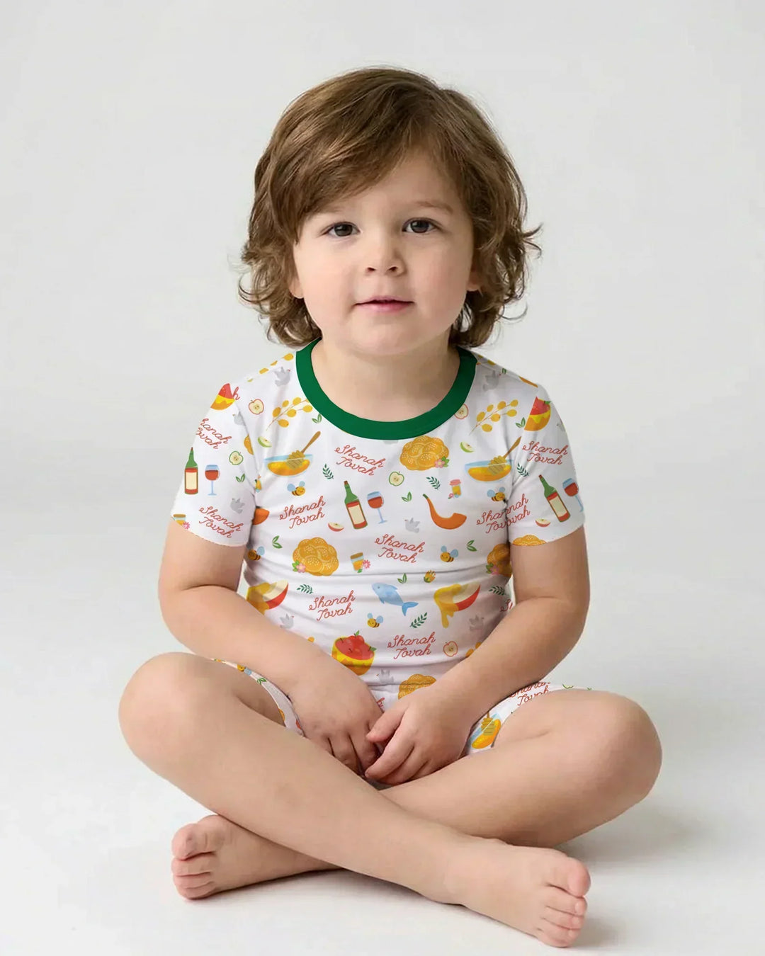 Shanah Tovah Family Matching Bamboo Two Piece Short Sleeve Shorts Pajama Set