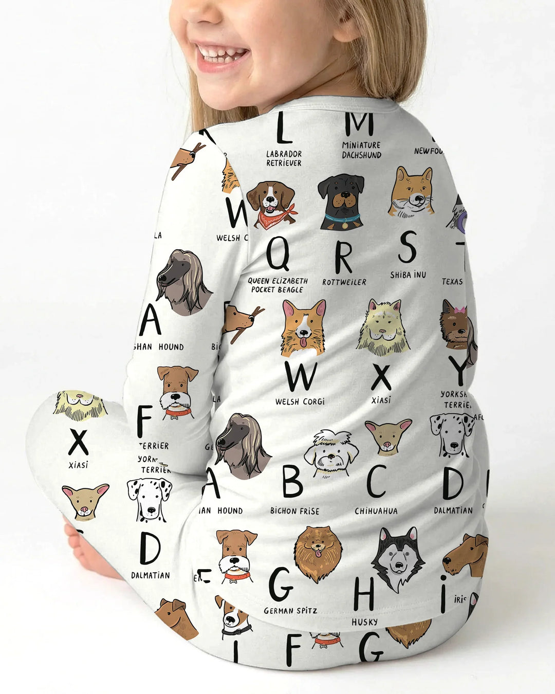 Funny Dogs Alphabet Two Piece Long Sleeve Pajama Set