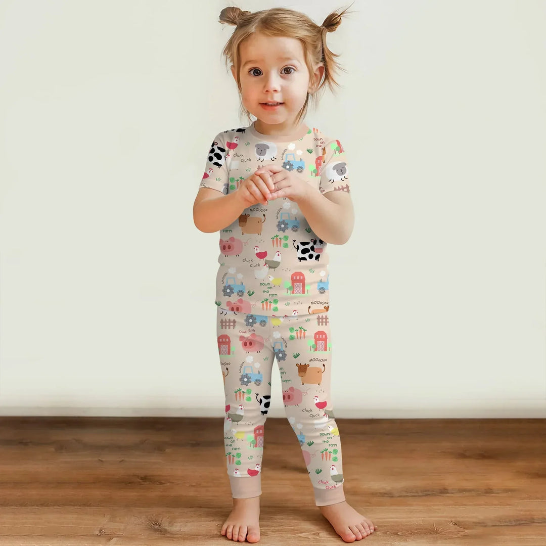 Farm Yard Two Piece Short Sleeve Pajama Set