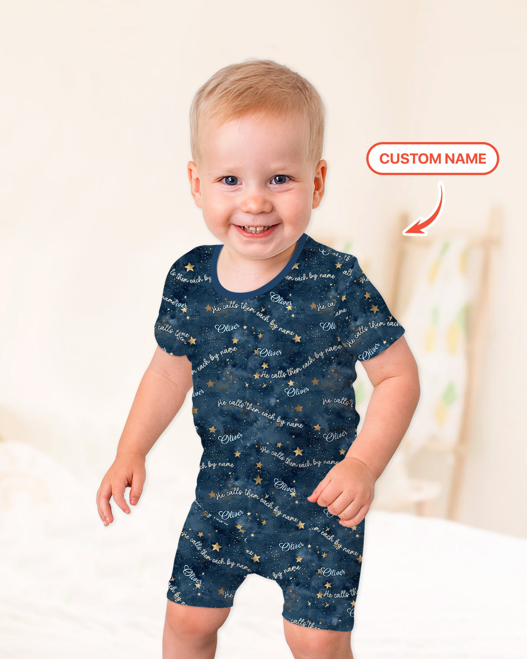 Called By Name — Personalized  Bamboo Two Piece Short Sleeve Shorts Pajama Set