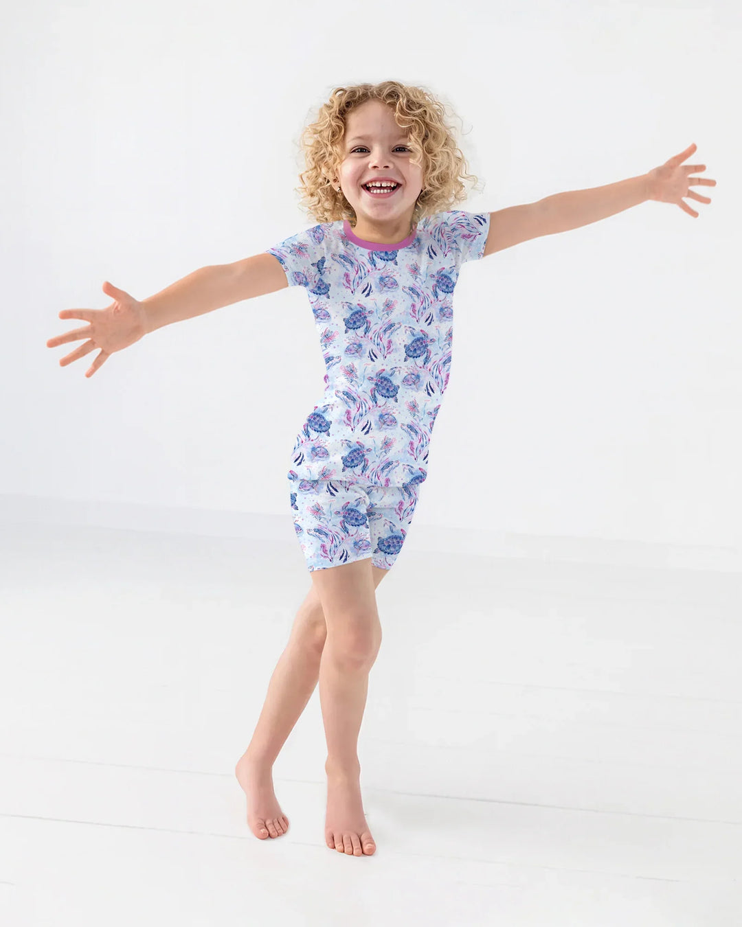 Little Turtles Family Matching Bamboo Two Piece Short Sleeve Shorts Pajama Set