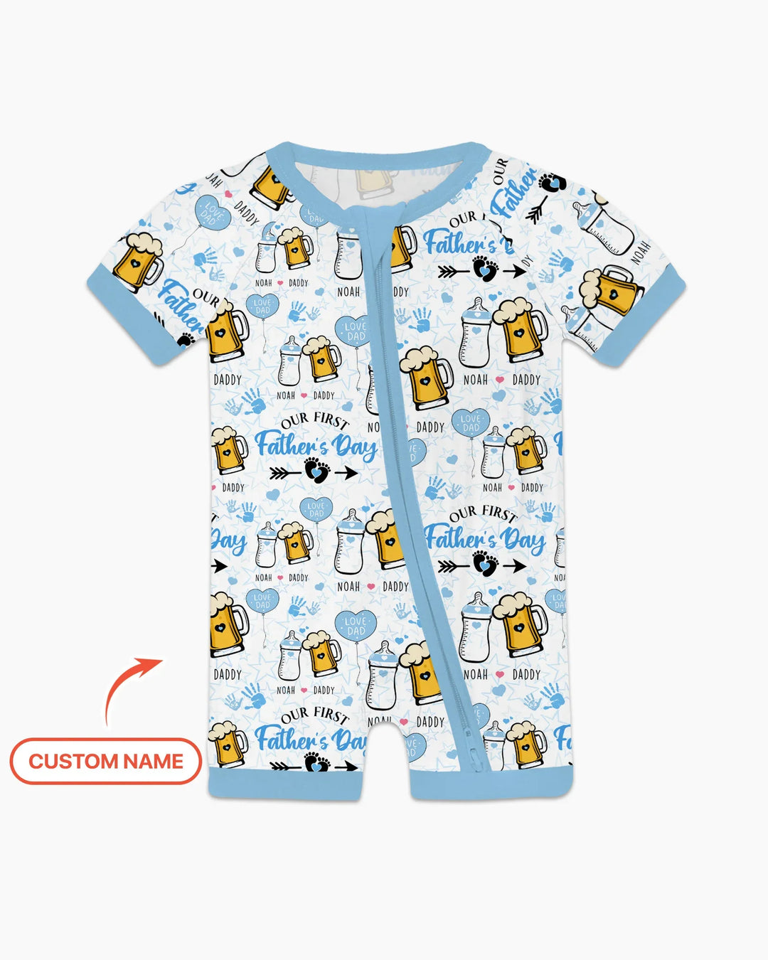 Custom Name First Father's Day Drink Bamboo Shorty Zippy