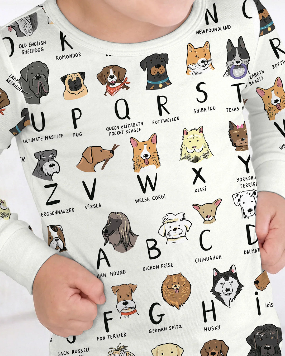 Funny Dogs Alphabet Two Piece Long Sleeve Pajama Set
