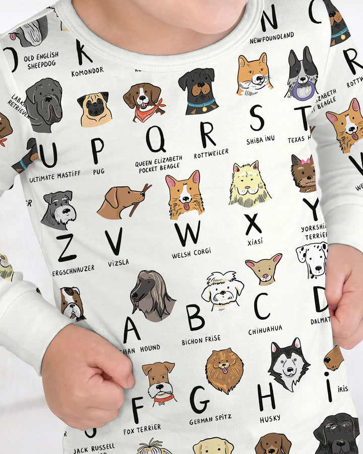 Funny Dogs Alphabet Two Piece Long Sleeve Pajama Set