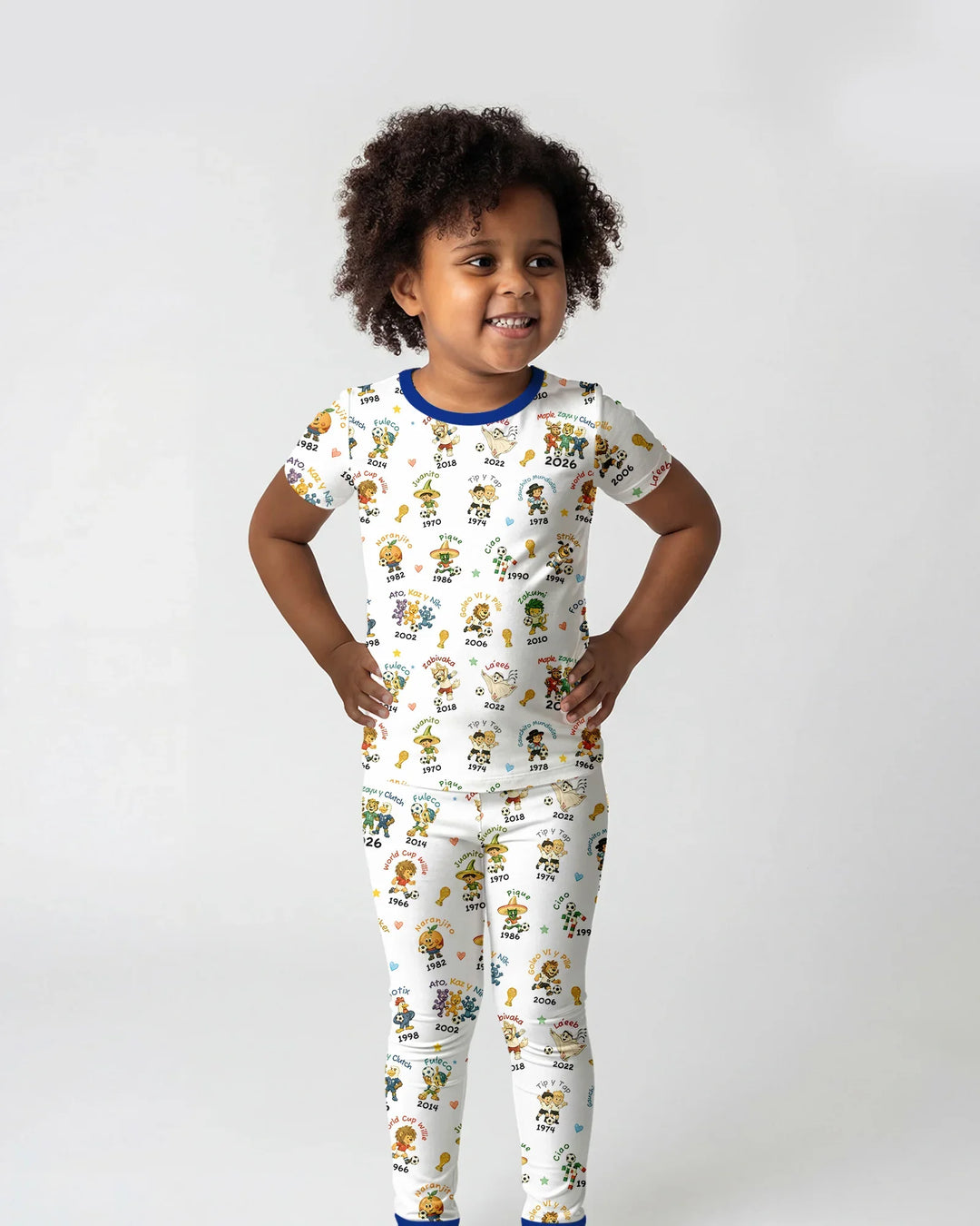 Soccer cup Mascots Bamboo Two Piece Short Sleeve Pajama Set
