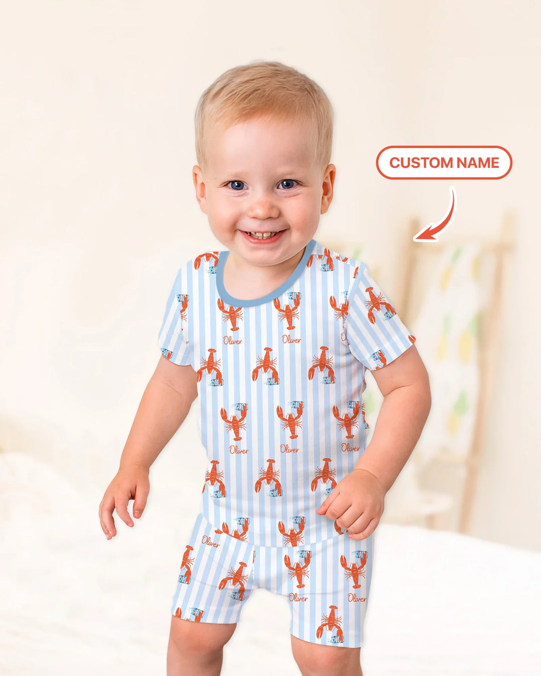 Zweiteiliges Pyjama-Set mit kurzen Ärmeln und Shorts im Sommer-Design