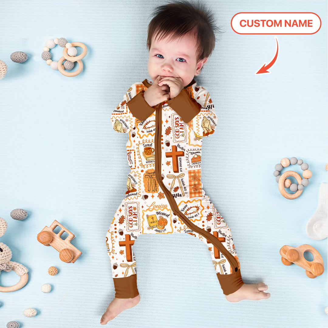 Custom Name I Am Thankful For Jesus Convertible Zippy , Custom Name I Am Thankful For Jesus Convertible Zippy - 0-3M