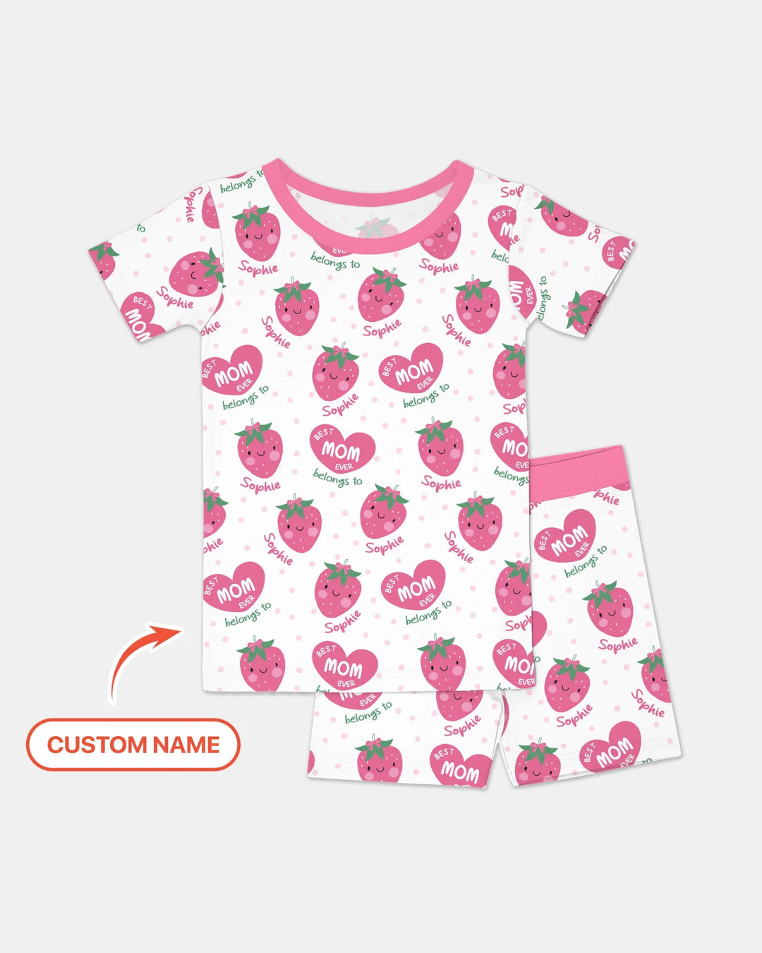 Custom Name Best Mom Ever Belongs to Bamboo Two Piece Short Sleeve Shorts Pajama Set