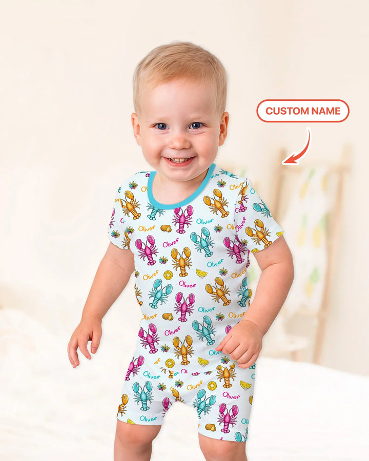 Zweiteiliges Pyjama-Set mit kurzen Ärmeln und Shorts im Sommer-Design