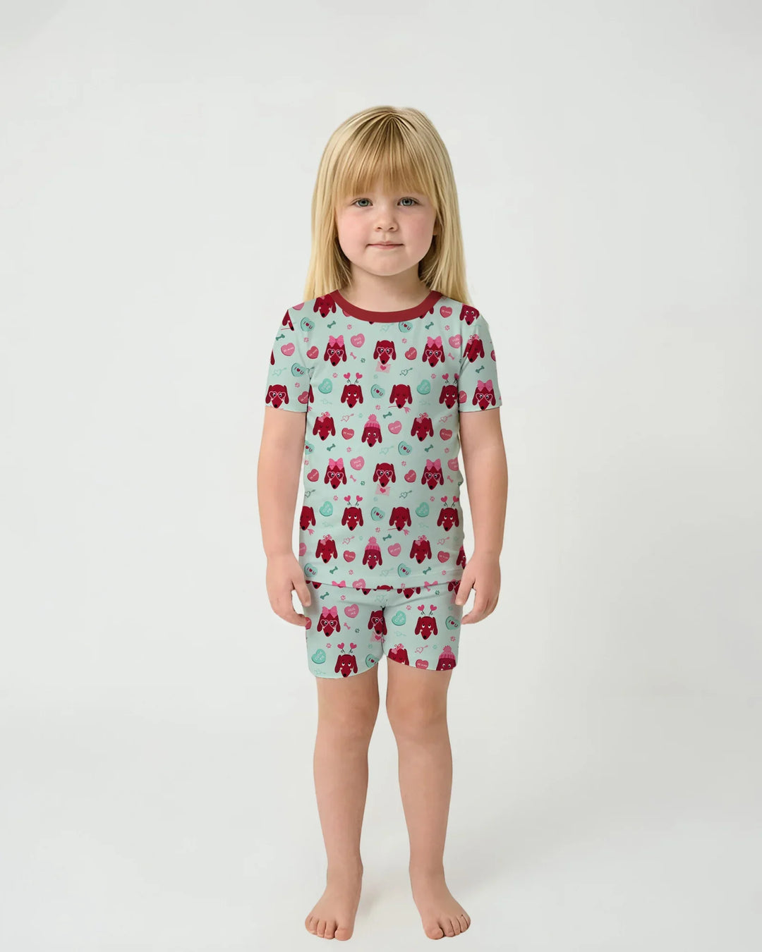 Dachshund Is My Valentine Two Piece Short Sleeve Shorts Pajama Set