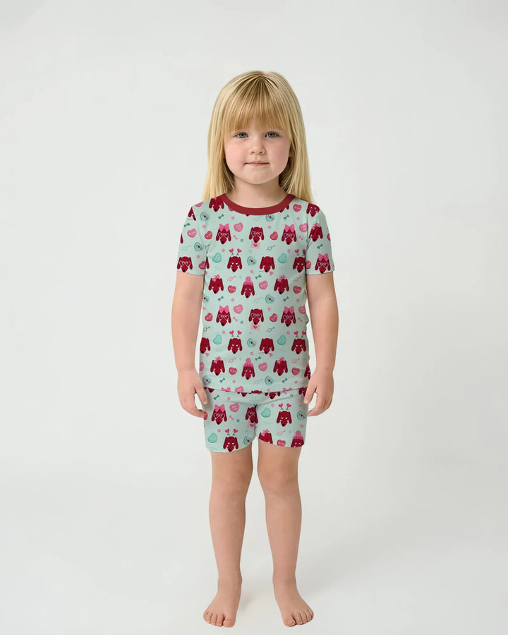 Dachshund Is My Valentine Two Piece Short Sleeve Shorts Pajama Set