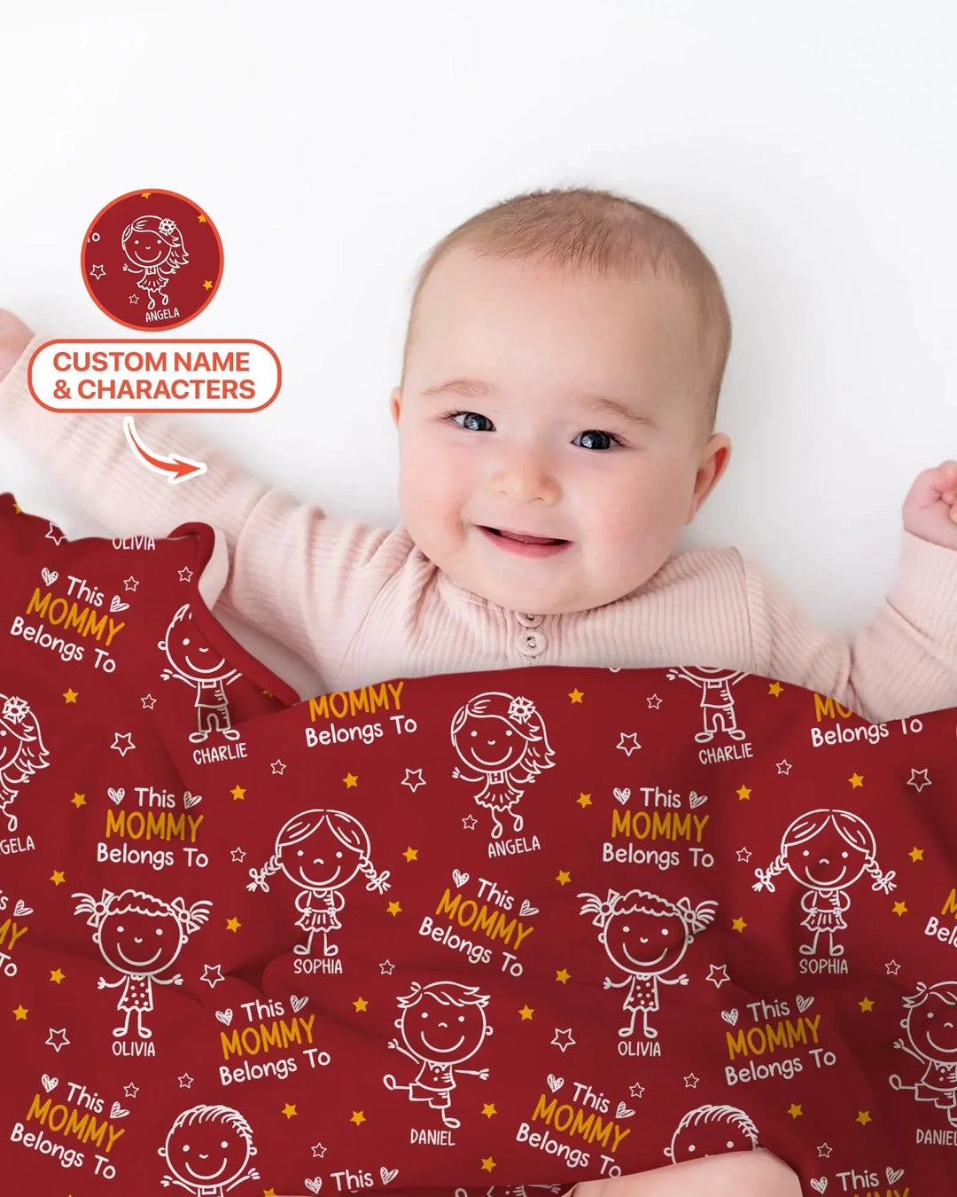 Manta de bambú con garabatos "Esta mamá pertenece a" y nombre personalizado