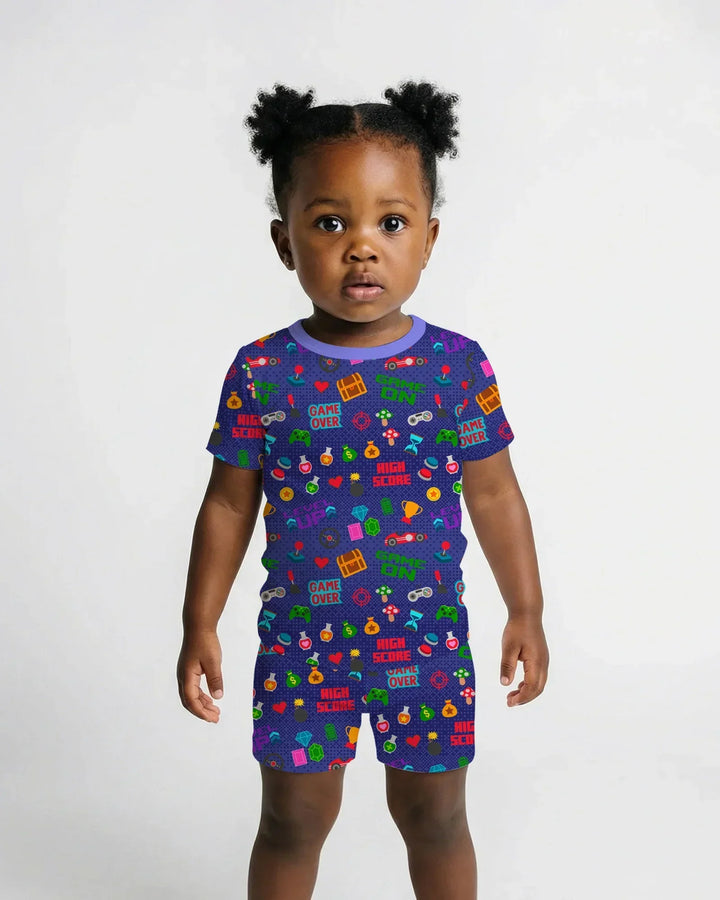Gamer Mode On Family Matching Bamboo Two Piece Short Sleeve Shorts Pajama Set