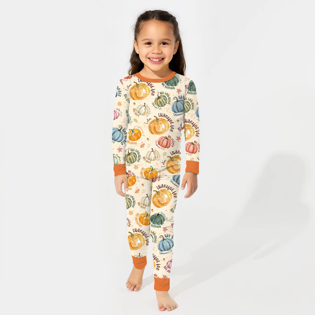 Christian Thanksgiving Two Piece Long Sleeve Pajama Set , Christian Thanksgiving Two Piece Long Sleeve Pajama Set - 12-18M / Chocolate Brown