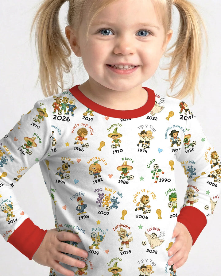 Soccer cup Mascots Bamboo Two Piece Long Sleeve Pajama Set