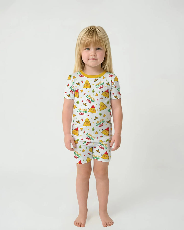 Lil Nacho Average Kid Bamboo Two Piece Short Sleeve Shorts Pajama Set