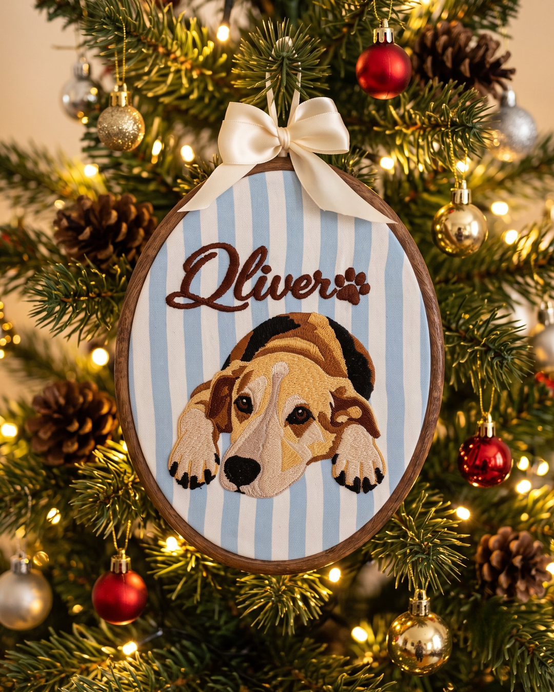 Memorial Pet Face Embroidered Custom Hoop