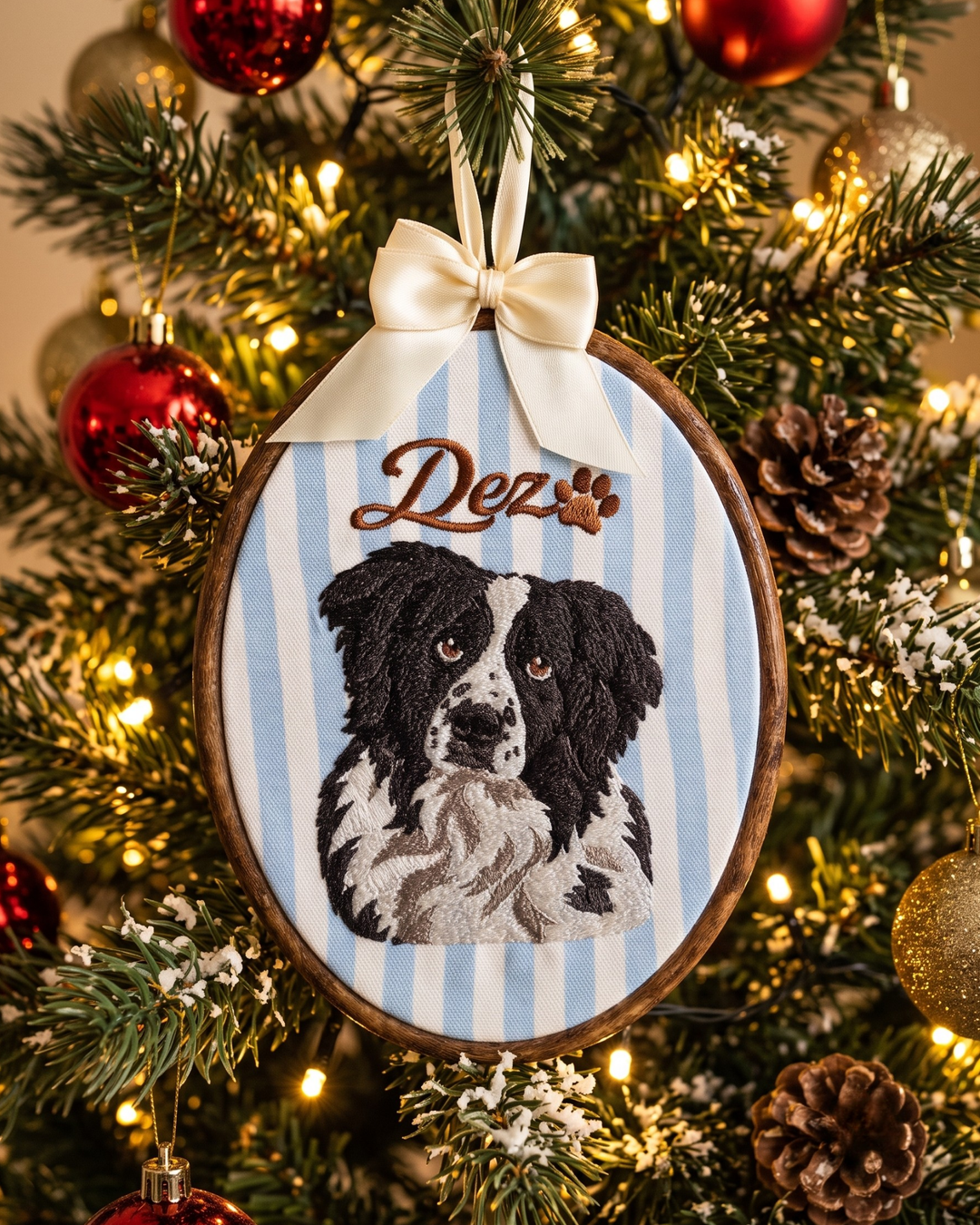 Memorial Pet Face Embroidered Custom Hoop