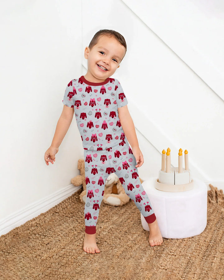 Dachshund Is My Valentine Two Piece Short Sleeve Pajama Set