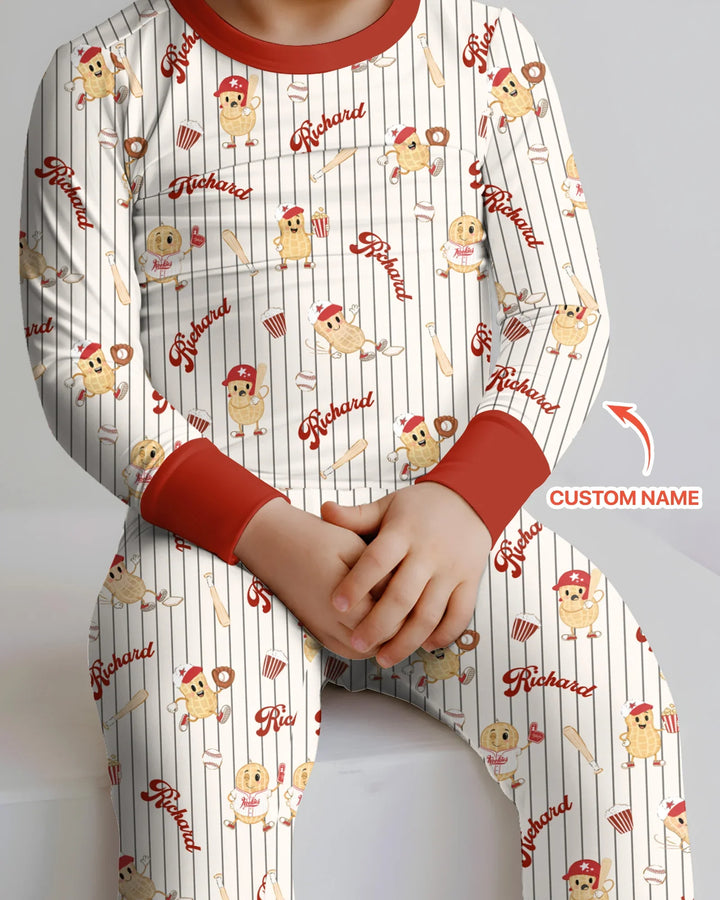 Custom Nam Retro Ballgame Bamboo Two Piece Long Sleeve Pajama Set