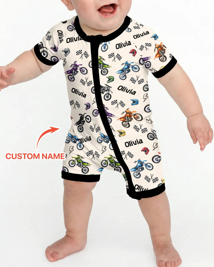 Custom Name Little Dirt Bike Rider Bamboo Shorty Zippy