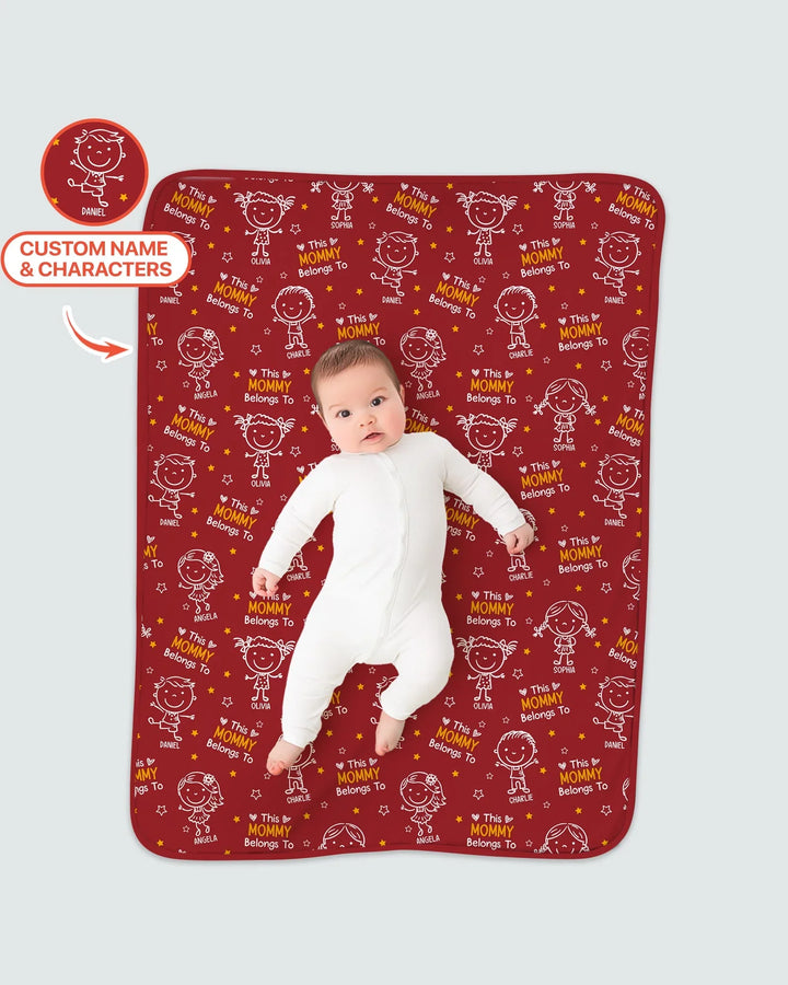 Manta de bambú con garabatos "Esta mamá pertenece a" y nombre personalizado