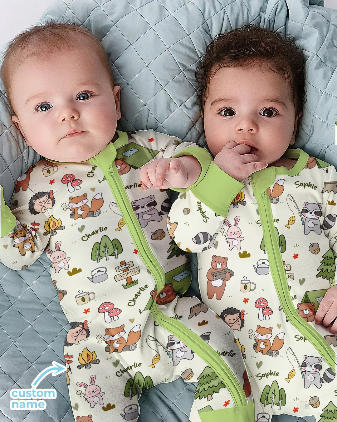 Custom Name Little Camp Buddies Bamboo Convertible Zippy