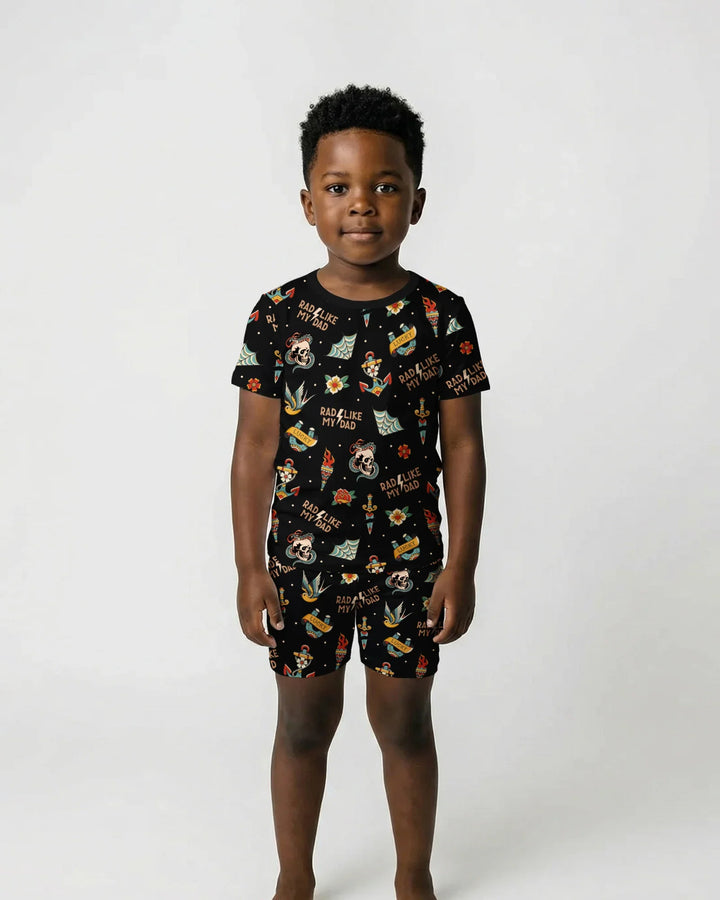 Conjunto de pijama de dos piezas de bambú a juego de manga corta y pantalón corto Rad Dad Society para padre e hijo
