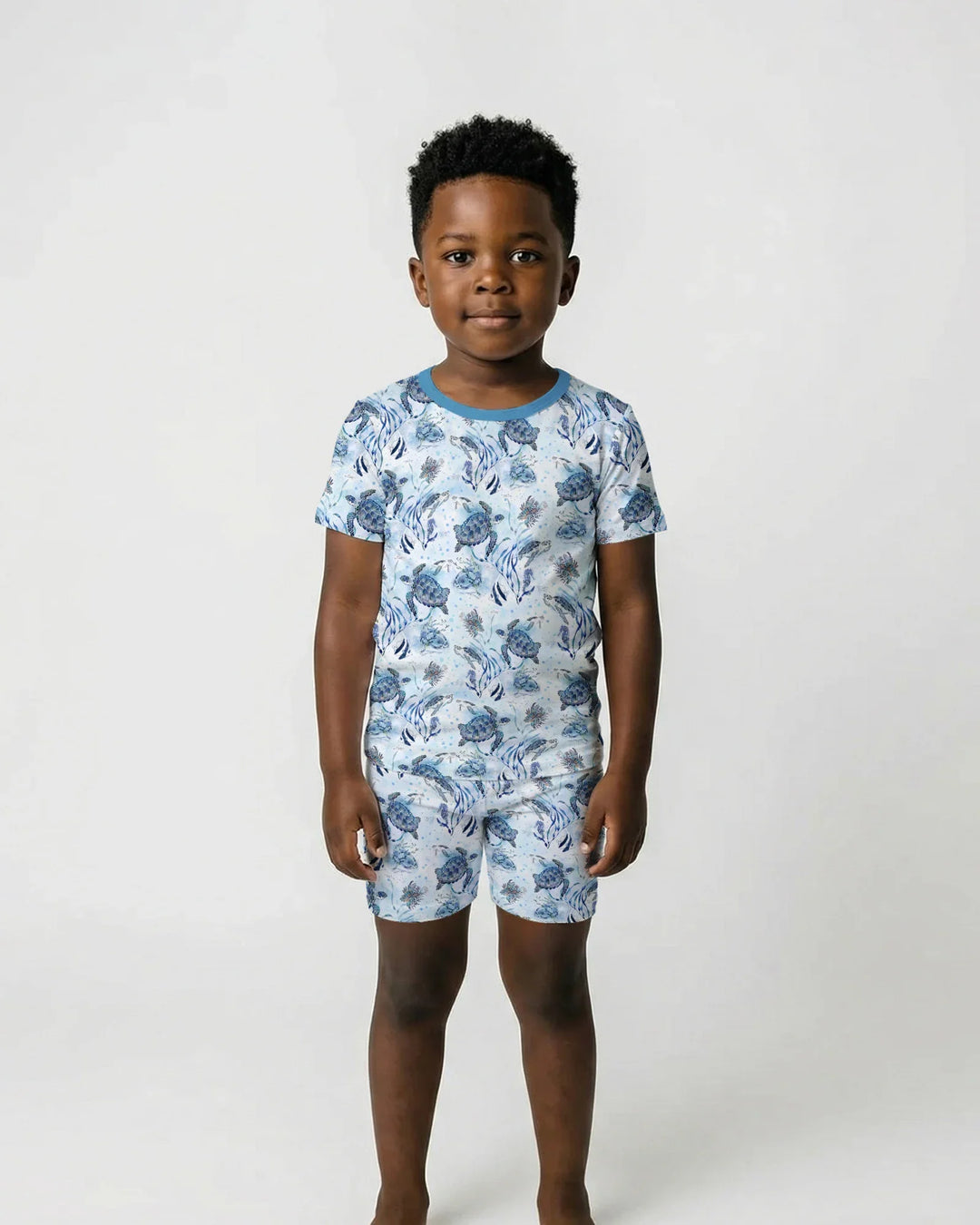 Little Turtles Family Matching Bamboo Two Piece Short Sleeve Shorts Pajama Set