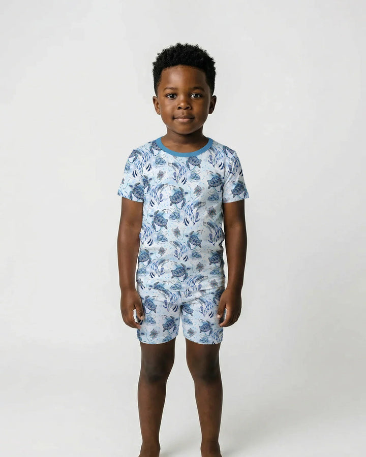 Little Turtles Family Matching Bamboo Two Piece Short Sleeve Shorts Pajama Set